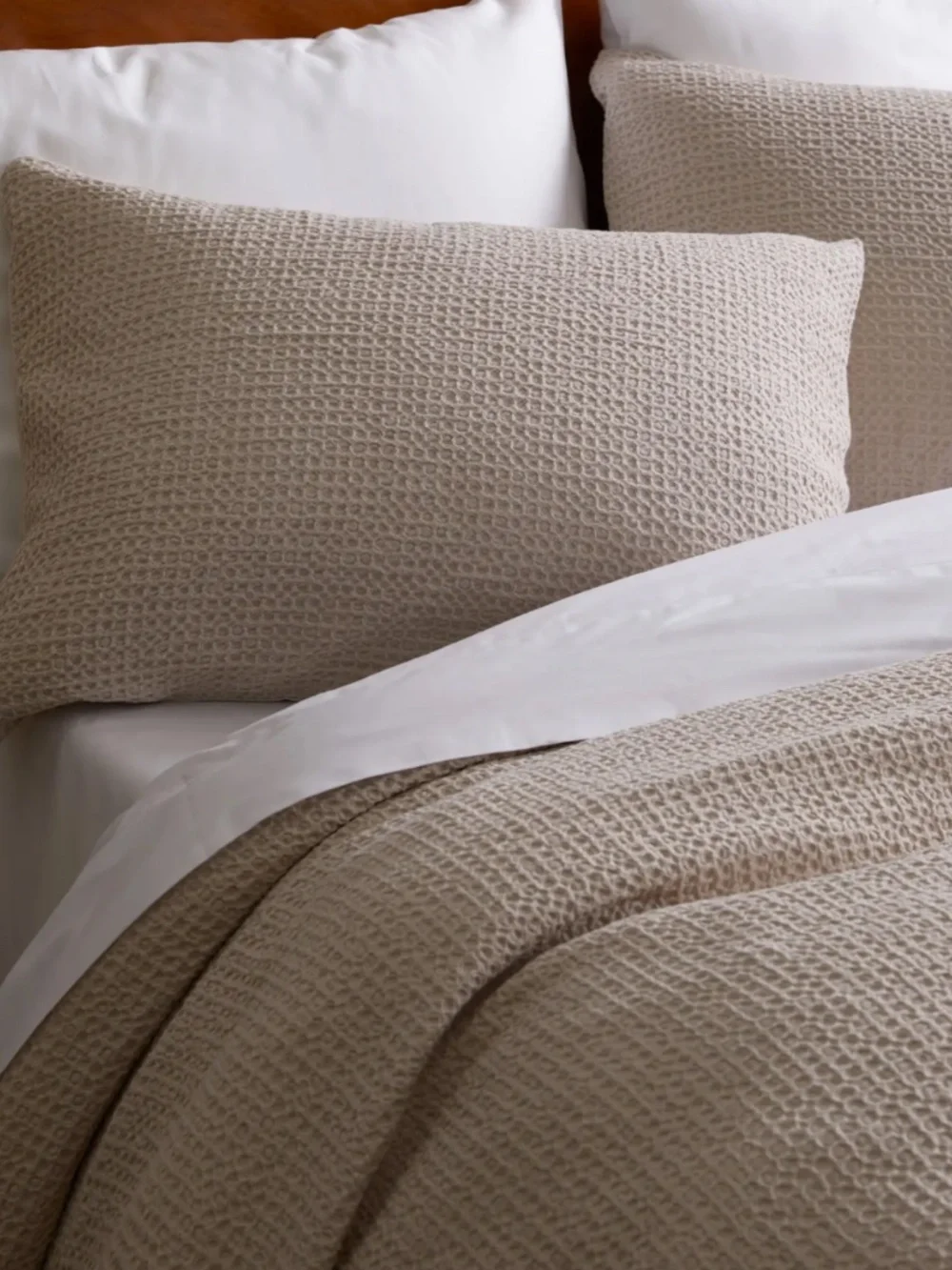 Organic Luxe Honeycomb Duvet Cover Set Twin Sand Tan
